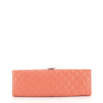 Chanel Camellia Clasp Clutch Quilted Lambskin Long