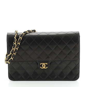 Chanel Vintage Clutch with Chain Quilted Leather Medium