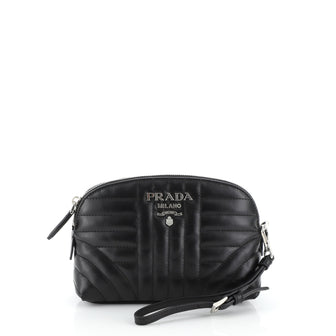 Prada Wristlet Pouch Diagramme Quilted Leather 