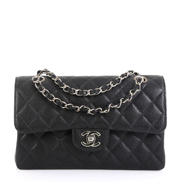 Chanel Vintage Classic Double Flap Bag Quilted Caviar Small