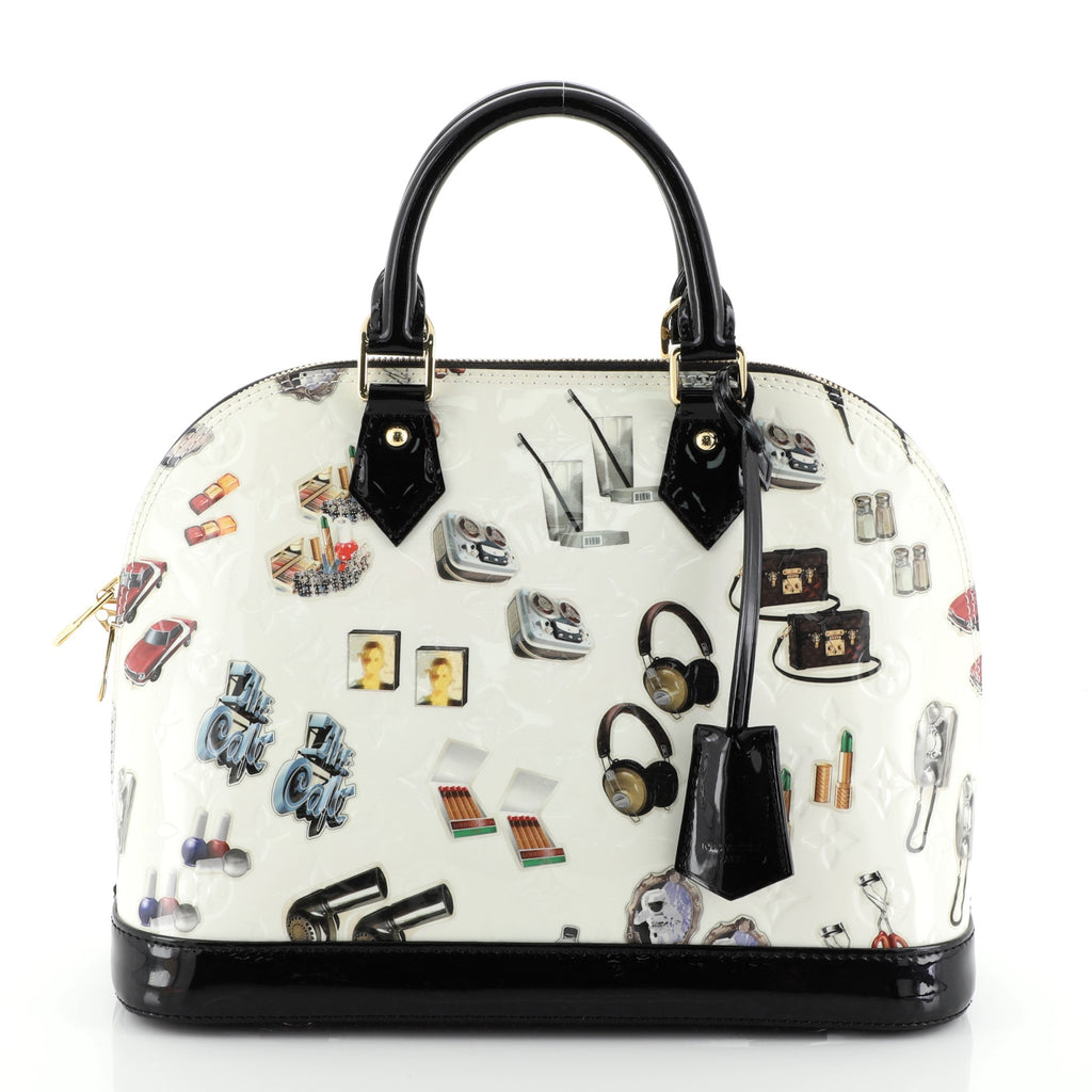 Louis Vuitton White Monogram Vernis and Stickers Alma PM Bag