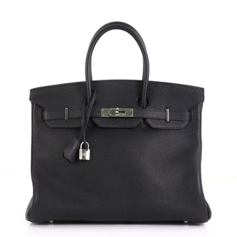 Birkin Handbag Noir Togo with Palladium Hardware 35