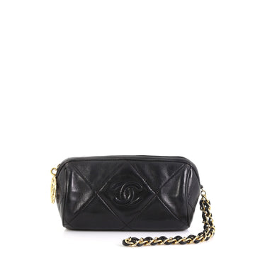 Chanel Vintage Diamond CC Barrel Clutch Quilted Leather Mini