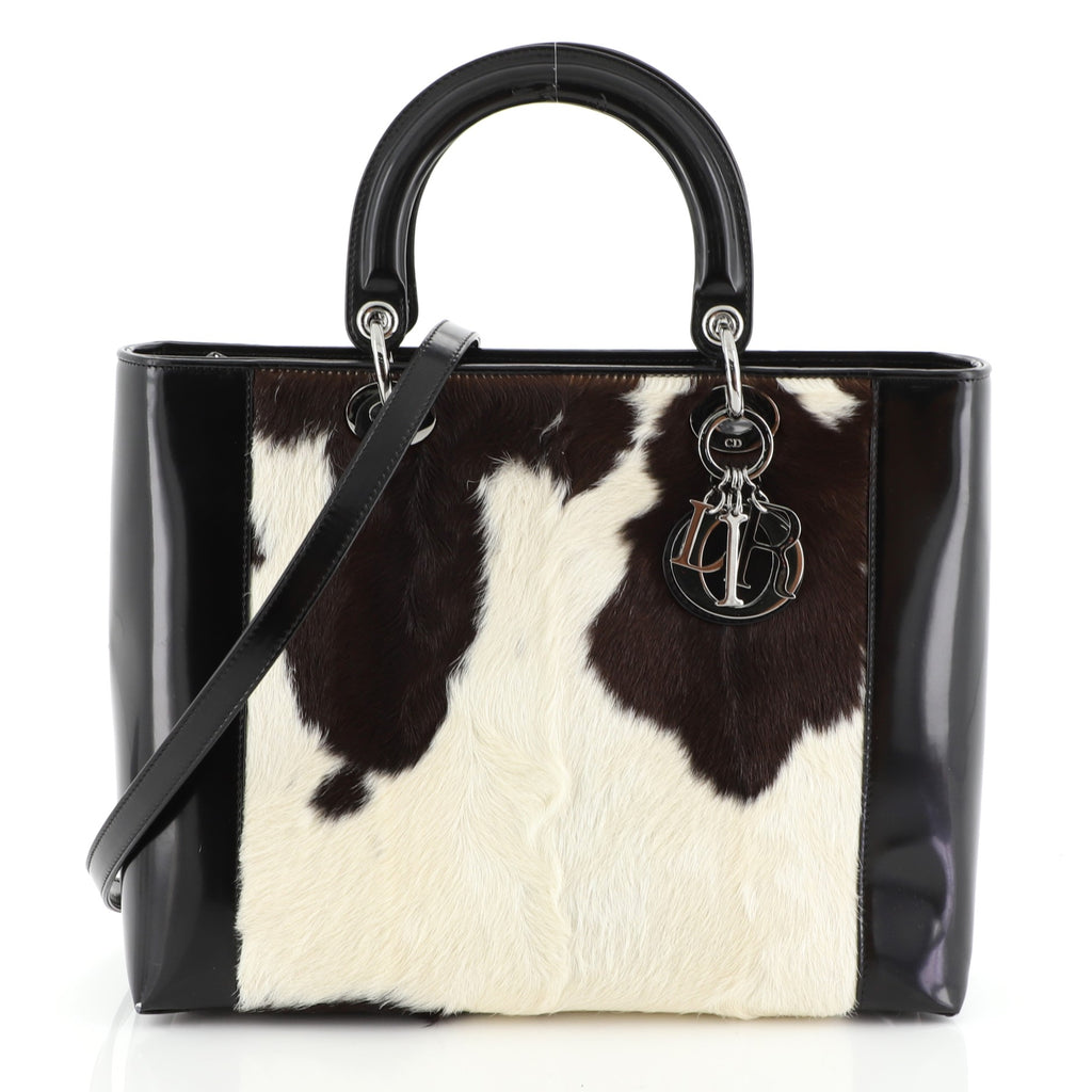 Christian Dior Vintage Lady Dior Bag Pony Hair with Patent