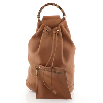 Gucci Vintage Bamboo Sling Backpack Leather Large