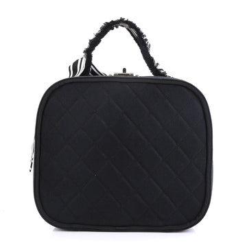 Chanel Ribbon Vanity Case Quilted Grosgrain Medium