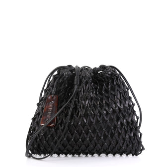 Chanel Vintage Resin Bucket Bag Woven Leather Medium
