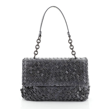 Bottega Veneta Olimpia Shoulder Bag Tobu Intrecciato Snakeskin Small