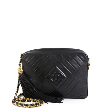 Chanel Vintage Diamond CC Camera Bag Quilted Leather Medium