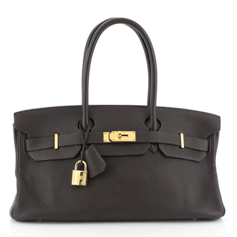 Hermes Birkin JPG Handbag Brown Clemence with Gold Hardware 42