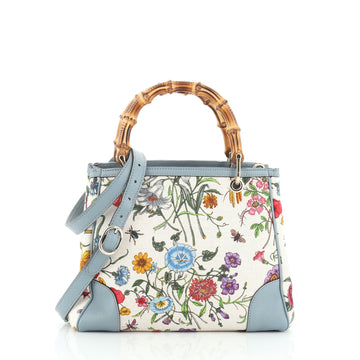 Gucci Bamboo Shopper Tote Flora Canvas Small