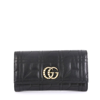 Gucci Pearly GG Marmont Continental Wallet Matelasse Leather 