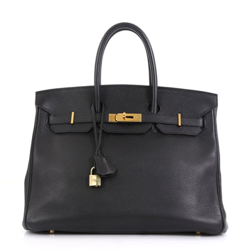Hermes Birkin Handbag Black Ardennes with Gold Hardware 35
