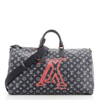 Louis Vuitton Keepall Bandouliere Bag Limited Edition Upside Down Monogram Ink Canvas 50
