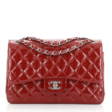 Chanel Classic Double Flap Bag Quilted Patent Jumbo