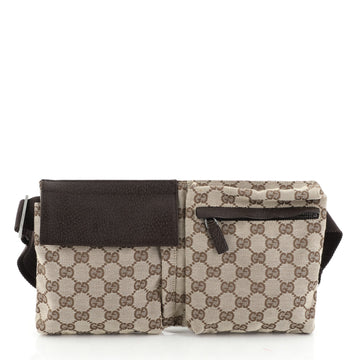 Gucci Vintage Double Belt Bag GG Canvas 