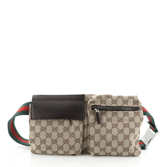 Gucci Vintage Double Belt Bag GG Canvas 