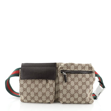 Gucci Vintage Double Belt Bag GG Canvas 