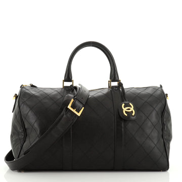 Chanel Vintage Diamond Stitch Boston Bag Quilted Lambskin Large
