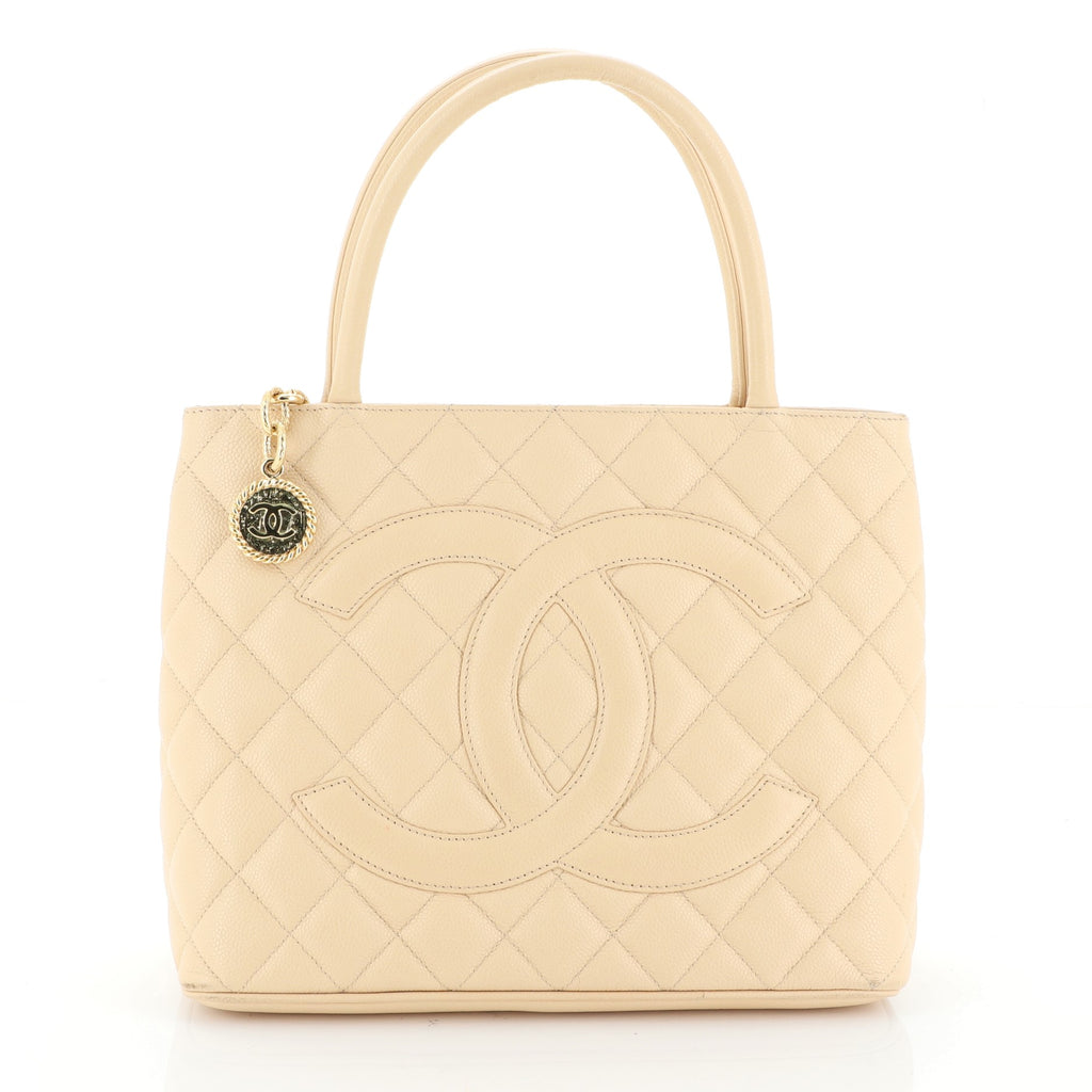 Chanel Medallion Tote Quilted Caviar Neutral 4684923