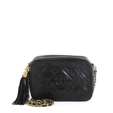 Chanel Vintage Diamond CC Camera Bag Quilted Leather Small