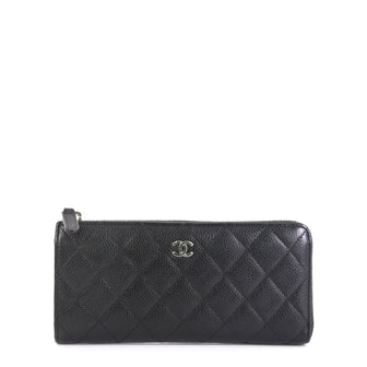 Chanel Zip Around Wallet Quilted Caviar Long