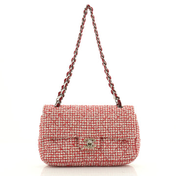 Chanel Classic Double Flap Bag Quilted Tweed with Velvet Medium