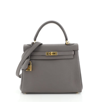 Hermes Kelly Handbag Grey Togo with Gold Hardware 25