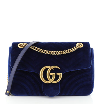 Gucci GG Marmont Flap Bag Matelasse Velvet Medium