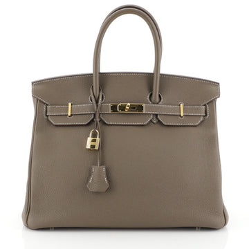 Hermes Birkin Handbag Grey Togo with Gold Hardware 35