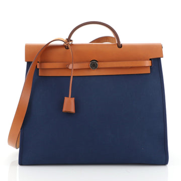 Hermes Herbag Zip Leather and Toile 39