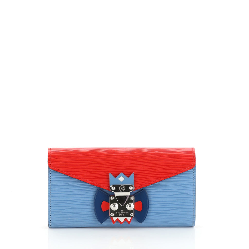 Louis Vuitton – Louis Vuitton Sarah Wallet Tribal Mask Epi Leather Red Blue  – Queen Station