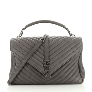 Saint Laurent Classic Monogram College Bag Matelasse Chevron Leather Large