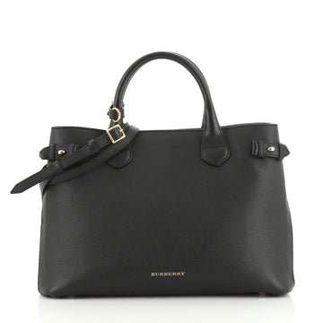 Burberry Banner Convertible Tote Leather and House Check Canvas Medium