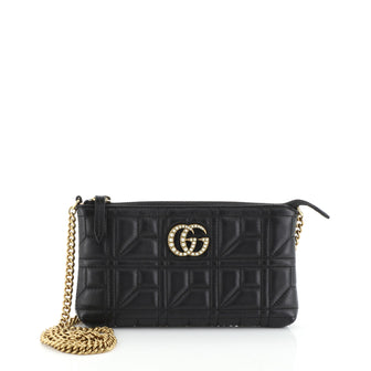 Gucci Pearly GG Marmont Shoulder Bag Matelasse Leather Mini