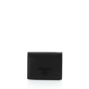 Prada Compact Monochrome Wallet Saffiano Leather 