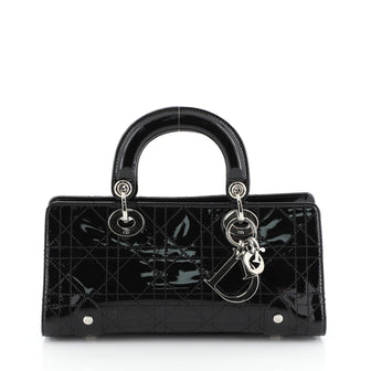 Christian Dior Lady Dior Handbag Stitched Cannage Patent East West