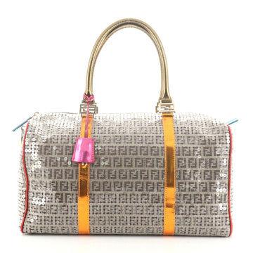 Boston Bag Sequin Embellished Zucchino Coated Canvas Large