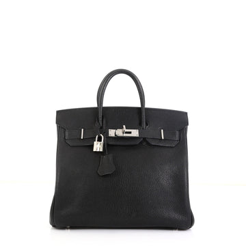 Hermes HAC Birkin Bag Black Chevre de Coromandel with Palladium Hardware 28