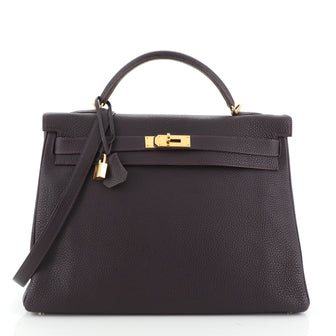 Hermes Kelly Handbag Purple Togo with Gold Hardware 40