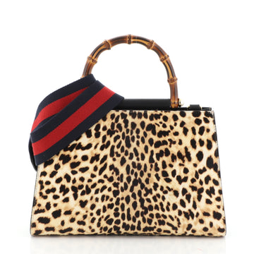 Gucci Nymphaea Top Handle Bag Printed Calf Hair Small