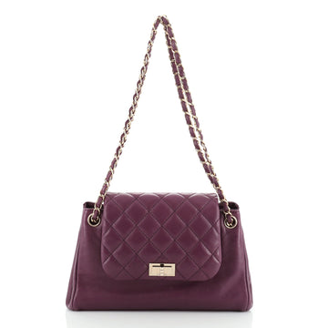 Chanel Mademoiselle Lock Accordion Flap Bag Quilted Lambskin Medium