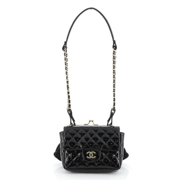 Chanel Twin Chain Shoulder Bag Quilted Patent and Lace 