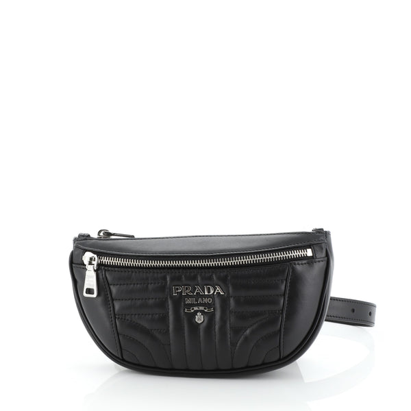 Prada Diagramme Leather Belt Bag in Black