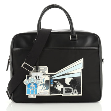 Prada Comic Briefcase Tessuto with Printed Saffiano 