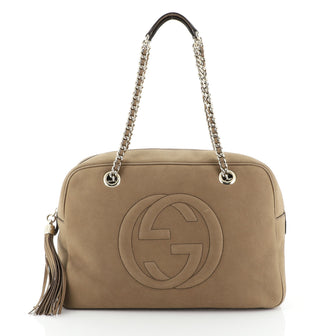 Gucci Soho Chain Zip Shoulder Bag Nubuck Medium