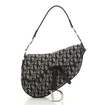 Christian Dior Vintage Saddle Bag Diorissimo Canvas Medium