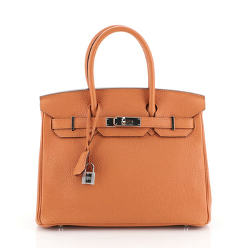 Hermes Birkin Handbag Orange Togo with Palladium Hardware 30