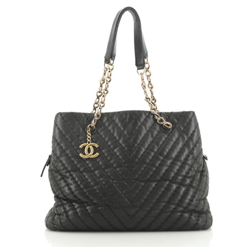 Chanel Surpique CC Charm Tote Chevron Iridescent Calfskin Large