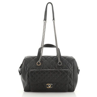 Chanel Casual Pocket Bowling Bag Quilted Goatskin Medium